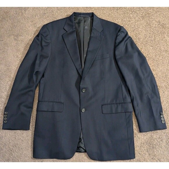 Burberry London Pinstripe Blue Blazer Sport Coat Suit Jacket Men's 40R - Picture 1 of 8